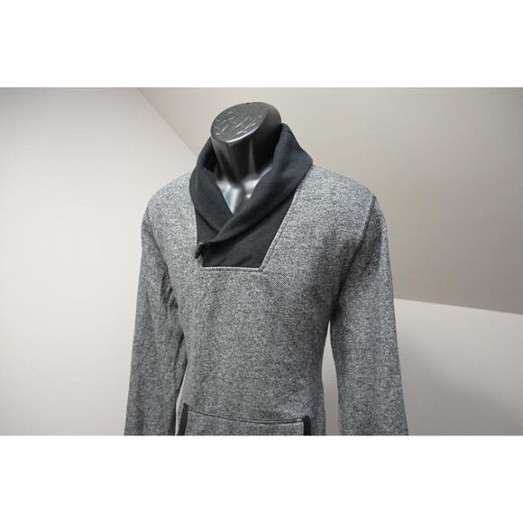 Express Fleece Shawl Cowl Neck Sweater Marled Gray Pull Over Mens Size Large - Picture 1 of 9
